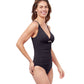 Side View Of Profile By Gottex Unchain My Heart D-Cup Plunge V-Neck One Piece Swimsuit | PROFILE UNCHAIN MY HEART BLACK