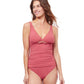 Front View Of Profile By Gottex Unchain My Heart D-Cup Plunge V-Neck One Piece Swimsuit | PROFILE UNCHAIN MY HEART LIGHT MAHOGANY