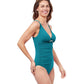 Side View Of Profile By Gottex Unchain My Heart D-Cup Plunge V-Neck One Piece Swimsuit | PROFILE UNCHAIN MY HEART TEAL