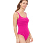 Side View Of Profile By Gottex Phoebe Round Neck One Piece Swimsuit | PROFILE PHOEBE FUCHSIA