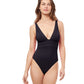 Front View Of Profile By Gottex Phoebe Deep V-Neck One Piece Swimsuit | PROFILE PHOEBE BLACK