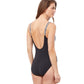 Back View Of Profile By Gottex Enya D-Cup Plunge V-Neck One Piece Swimsuit | PROFILE ENYA BLACK