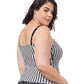 Back View Of Profile By Gottex Enya Shirred Underwire Tankini Top | PROFILE ENYA BLACK AND WHITE