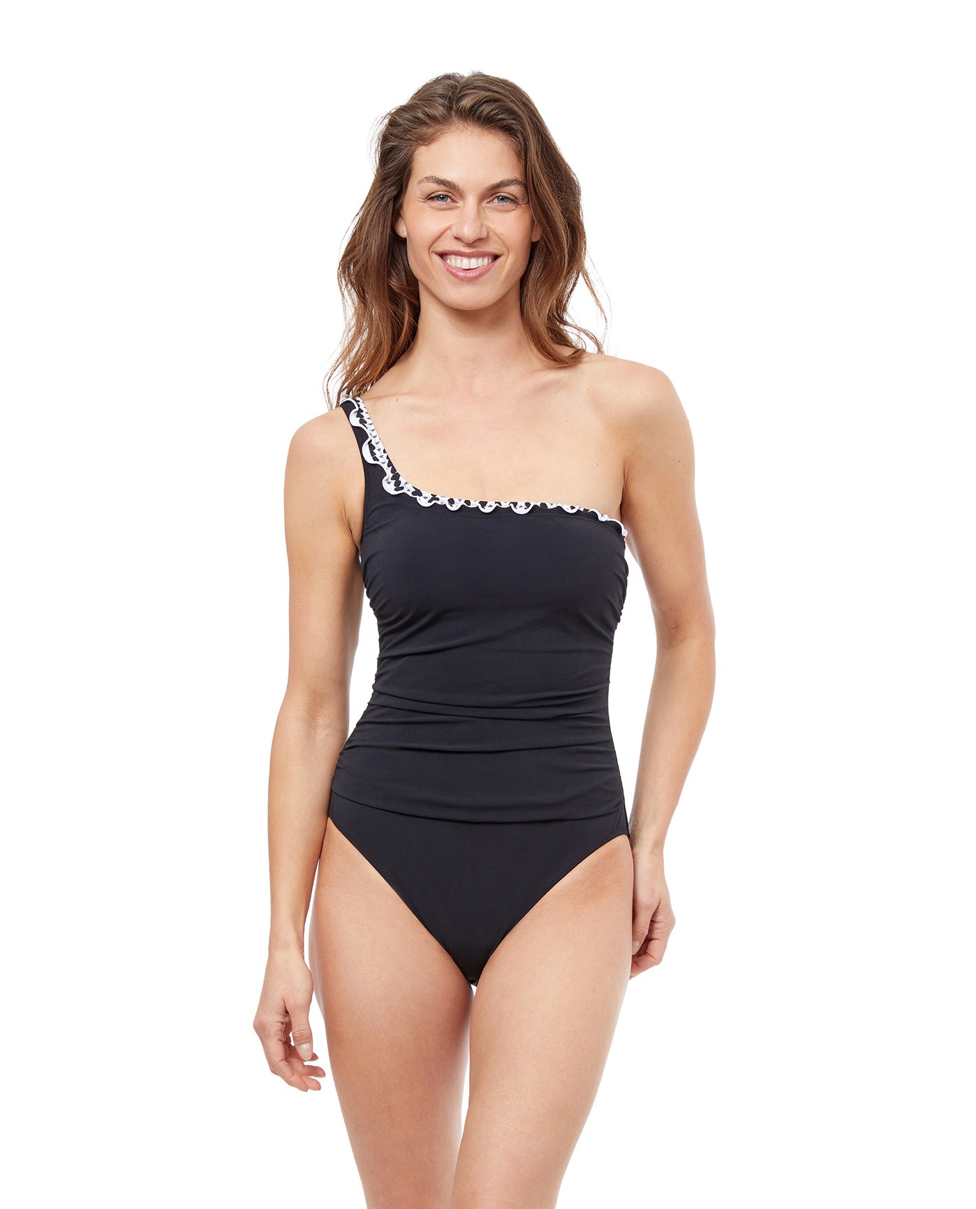 Gottex Women's US 8 Shirred One Piece Swimsuit Black/White