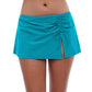 Front View Of Profile By Gottex Tutti Frutti Side Slit Cinch Swim Skirt | PROFILE TUTTI FRUTTI TURQUOISE