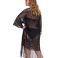 Back View Of Profile By Gottex Tutti Frutti Open Front V-Neck Crochet Dress | PROFILE TUTTI FRUTTI BLACK