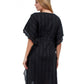 Back View Of Profile By Gottex Tutti Frutti Lace Open Front V-Neck Dress | PROFILE TUTTI FRUTTI BLACK