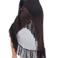 Back View Of Profile By Gottex Tutti Frutti Ruffled High Low Mesh Cover Up Wrap Skirt | PROFILE TUTTI FRUTTI BLACK