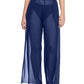 Front View Of Profile By Gottex Tutti Frutti Long Pant Cover Up | PROFILE TUTTI FRUTTI NAVY