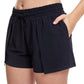Side View Of Profile By Gottex Tutti Frutti Swim Short With Inside Panty | PROFILE TUTTI FRUTTI BLACK