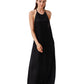 Front View Of Luma High Neck Long Dress Cover Up | LUMA BLACK