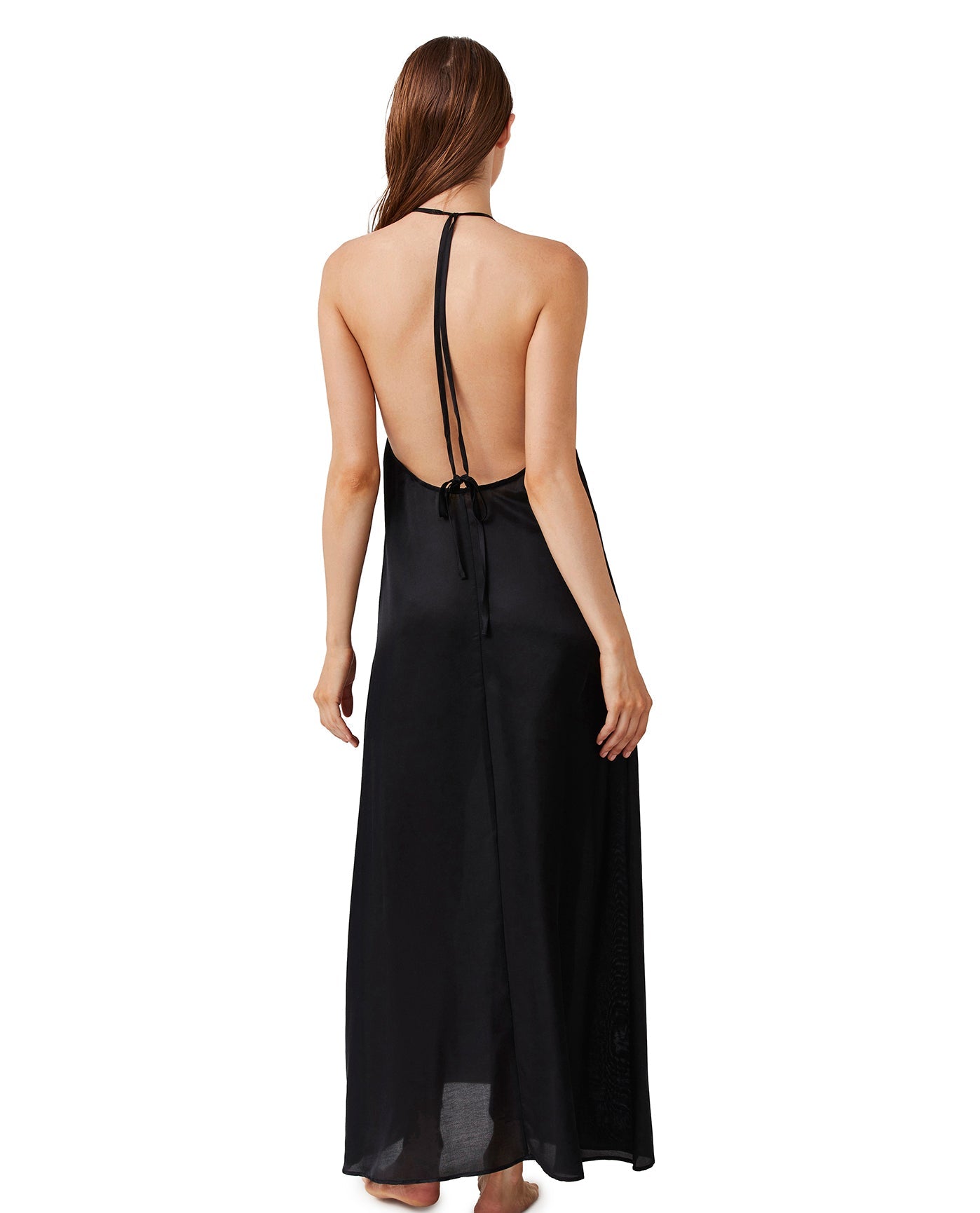 Back View Of Luma High Neck Long Dress Cover Up | LUMA BLACK