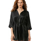 Front View Of Luma Buttoned Cover Up Blouse | LUMA IVY BLACK