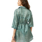 Back View Of Luma Buttoned Cover Up Blouse | LUMA HARMONY DUST GREEN