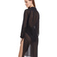 Back View Of Gottex Basics Long Buttoned Cover Up Blouse Dress | Gottex Splendid Black