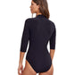 Back View Of Gottex Modest High Neck Long Sleeve One Piece Swimsuit | GOTTEX MODEST BLACK