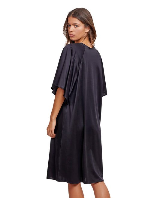 Back View Of Gottex Modest High Neck Loose Fitting Dress | GOTTEX MODEST BLACK