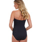 Back View Of Gottex Essentials Onyx Bandeau Strapless One Piece Swimsuit | Gottex Onyx Black And Gold