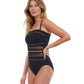 Side View View Of Gottex Essentials Onyx Bandeau Strapless One Piece Swimsuit | Gottex Onyx Black And Gold