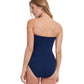 Back View Of Gottex Essentials Onyx Bandeau Strapless One Piece Swimsuit | Gottex Onyx Navy And Gold