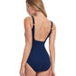 Back View Of Gottex Essentials Onyx Square Neck One Piece Swimsuit | Gottex Onyx Navy And Gold