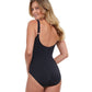 Back View Of Gottex Essentials Onyx Full Coverage Square Neck One Piece Swimsuit | Gottex Onyx Black And Gold