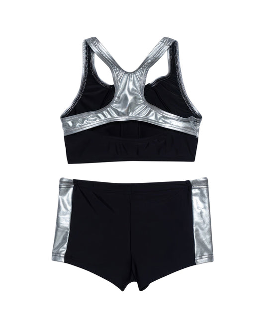 Back View Of Gottex Kids Duo Sporty Round Neck Bikini Top And Boy Shorts | GOTTEX KIDS DUO
