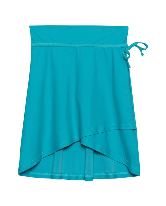 Front View Of Gottex Kids Solid Midi Skirt Cover Up With Built In Pant | GOTTEX KIDS TURQUOISE