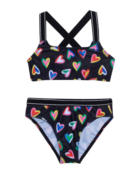 Front View Of Gottex Kids Hearts Bralette Bikini Top And Bikini Bottom | GOTTEX KIDS HEARTS