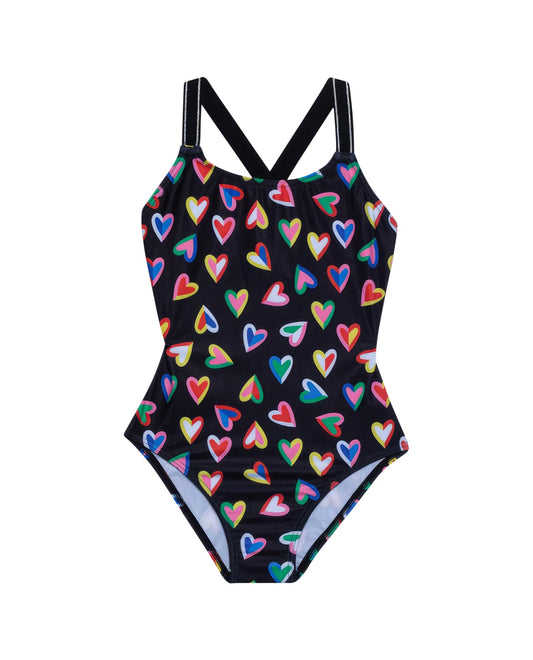 Front View Of Gottex Kids Hearts Round Neck One Piece Swimsuit | GOTTEX KIDS HEARTS