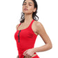 Side View View Of Free Sport Ultimate Wave D-Cup Y-Back Tankini Top | FREE SPORT ULTIMATE WAVE RED