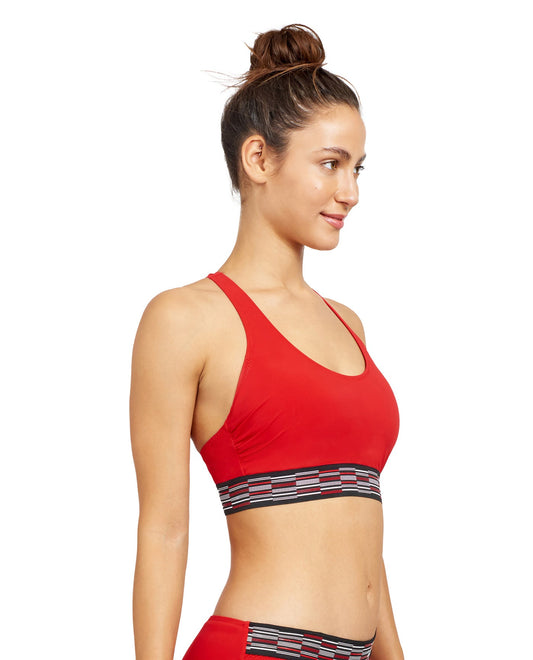 Side View View Of Free Sport Sprint D-Cup Round Neck Y-Back Bikini Top | FREE SPORT SPRINT TOMATO