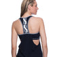 Back View Of Free Sport Dna D-Cup Blouson Y-Back Tankini Top | FREE SPORT DNA BLACK AND WHITE