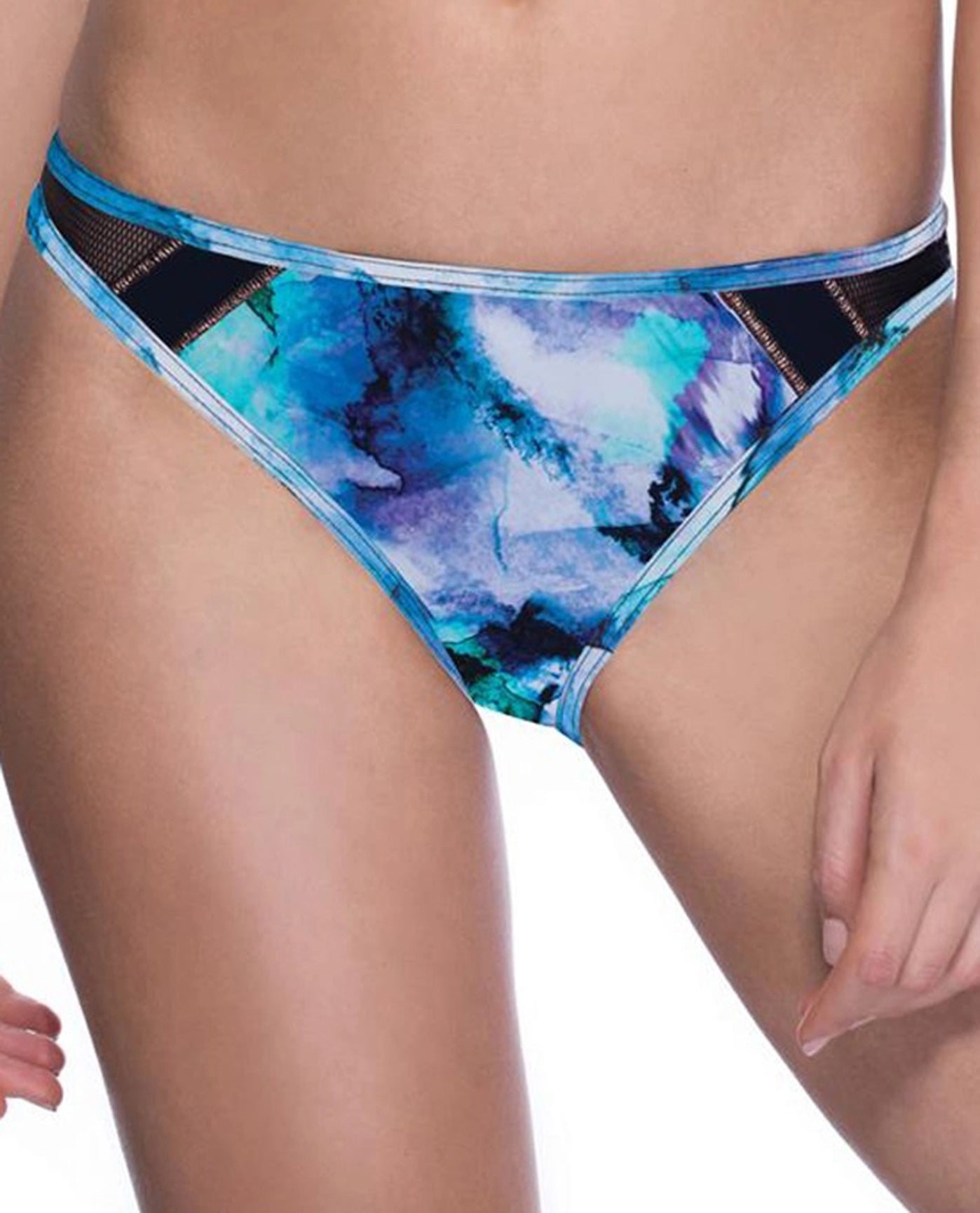 Front View Of Free Sport Moonstone Low Rise Hipster Swim Bottom | FREE SPORT MOONSTONE BLUE