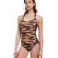 Front View Of Free Sport Upstream Round Neck Y-Back One Piece Swimsuit | FREE SPORT UPSTREAM CARAMEL