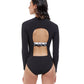 Back View Of Free Sport Free Mindset Long Sleeve High Neck Sexy Back Cutout Rash Guard One Piece Swimsuit | FREE SPORT FREE MINDSET