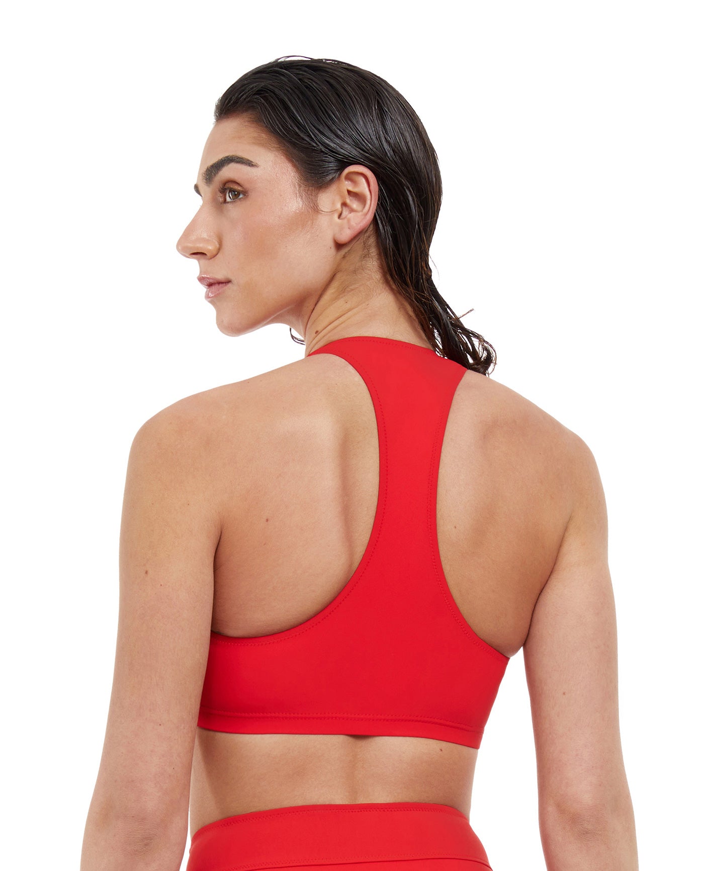 Back View Of Free Sport Ultimate Wave High Neck V-Back Bikini Top | FREE SPORT ULTIMATE WAVE RED
