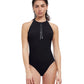 Front View Of Free Sport Ultimate Wave High Neck Y-Back Zipper One Piece Swimsuit | FREE SPORT ULTIMATE WAVE BLACK