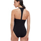 Back View Of Free Sport Ultimate Wave High Neck Y-Back Zipper One Piece Swimsuit | FREE SPORT ULTIMATE WAVE BLACK