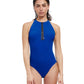 Front View Of Free Sport Ultimate Wave High Neck Y-Back Zipper One Piece Swimsuit | FREE SPORT ULTIMATE WAVE ROYAL