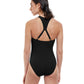 Back View Of Free Sport Ultimate Wave Round Neck Y-Back Zipper One Piece Swimsuit | FREE SPORT ULTIMATE WAVE BLACK