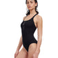 Side View View Of Free Sport Ultimate Wave Round Neck Y-Back Zipper One Piece Swimsuit | FREE SPORT ULTIMATE WAVE BLACK