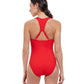 Back View Of Free Sport Ultimate Wave Round Neck Y-Back Zipper One Piece Swimsuit | FREE SPORT ULTIMATE WAVE RED