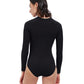 Back View Of Free Sport Ultimate Wave Long Sleeve High Neck Rash Guard One Piece Swimsuit | FREE SPORT ULTIMATE WAVE BLACK