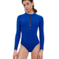Front View Of Free Sport Ultimate Wave Long Sleeve High Neck Rash Guard One Piece Swimsuit | FREE SPORT ULTIMATE WAVE ROYAL