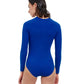 Back View Of Free Sport Ultimate Wave Long Sleeve High Neck Rash Guard One Piece Swimsuit | FREE SPORT ULTIMATE WAVE ROYAL