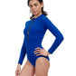 Side View View Of Free Sport Ultimate Wave Long Sleeve High Neck Rash Guard One Piece Swimsuit | FREE SPORT ULTIMATE WAVE ROYAL
