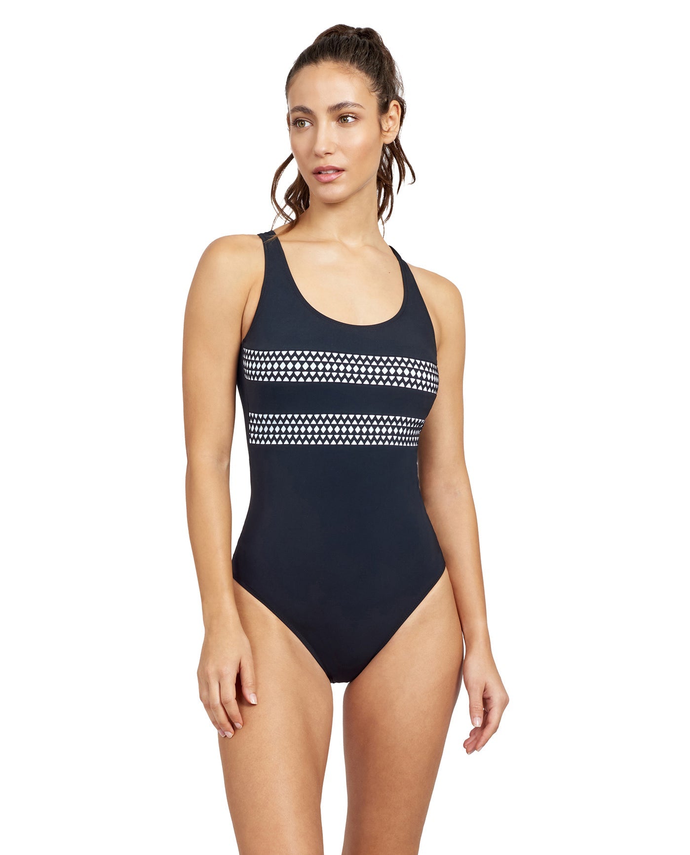 Front View Of Free Sport Supernova Round Neck Y-Back One Piece Swimsuit | FREE SPORT SUPERNOVA