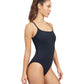 Side View View Of Free Sport Free Round Neck Strappy One Piece Swimsuit | FREE SPORT FREE BLACK