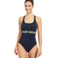 Front View Of Free Sport Sprint Round Neck Y-Back Zipper One Piece Swimsuit | FREE SPORT SPRINT BLACK